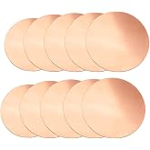 Tynulox 10 Pcs Pure Copper Round Plate, 24 Gauge 0.02" Thickness x 2" Diameter, Copper Metal Sheet for Crafts