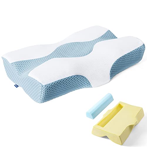 BEDSURE Ergonomic Memory Foam Pillow Cervical Pillow Covered with Bamboo & Polyester for Neck