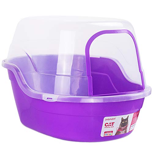Petphabet Litter Box with Lid - Jumbo Hooded Kitty Litter Pan - Holds Up to Two Small Cats Simultaneously,Extra Large by (Purple)