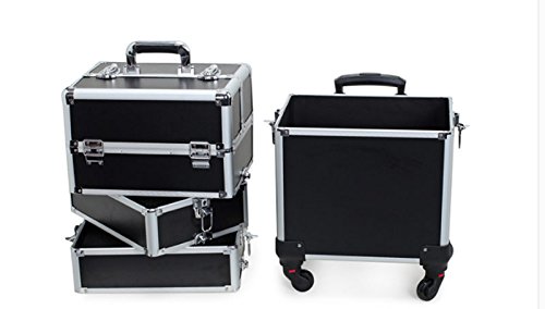 Hul 4-in-1 Professional Rolling Makeup Trolley Case Cosmetic Train Box
