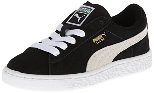 PUMA Suede Junior Sneaker (Little Kid/Big Kid) , Black/White, 2.5 M US Little Kid