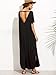 MakeMeChic Women's Boho Maxi Short Sleeve Split Pockets Tie Dye Long Dress Black Solid L