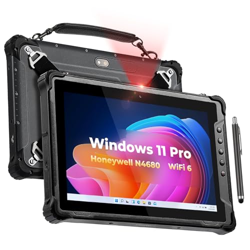 MUNBYN Rugged Tablet with Barcode Scanner,10.1-inch Windows 11 Pro Tablet, Wi-Fi 6, 1000nit Sunlight Readable, Built-in Honeywell N4680 Scanner, Intel N100 Rugged PC, 4G LTE for Warehouse & Logistics