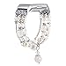 fastgo Compatible for Fitbit Charge 4 Charge 3 bands, Handmade Elastic Beaded Dressy Bracelet Feminine Wrist Band Compatible for Fitbit Charge 3 Fitness Smartwatch for Women(White)