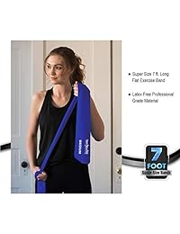 Super Exercise Band USA 14" x 3" Extra Long Latex   Mini Loop and Flat Resistance Band 5 Set. In Light, Medium or Heavy Strength For Gym, Physical Therapy, Yoga, or Pilates. Plus E-Book, Carry Bag.