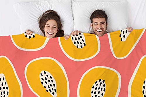 Mugod Papayas Throw Blanket Exotic Delicious Fruit Slice Black Dot Pink White Yellow Soft Cozy Fuzzy Warm Flannel Blankets Decorative for Baby Toddler Swaddle Pet Dog Cat 30x40 Inch