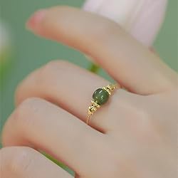 Natural Hetian Jade Ring Green Oval Jade Ring in