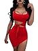 GOBLES Womens Sexy Bodycon Cut Out Sleeveless Outfit Mini Club Tank Dress Red