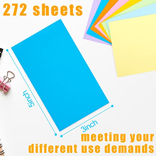 Koogel 272 Pieces Colored Index Cards, Blank Index Note Cards Bulk Neon Color Flash Cards Study Note Cards for School Learning Office Game Cards