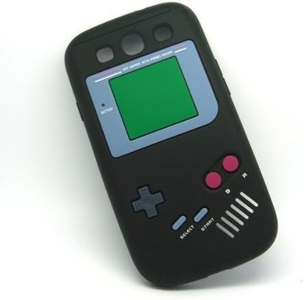 JiLee Black Popular 3D Gameboy Style Soft Silicone Back Case Cover Compatible for Samsung Galaxy S3 III i9300(Random Gift 2 PCS Cartoon Sticker)