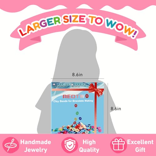 Redtwo 5100 Clay Beads Bracelet Making Kit, Flat Preppy Beads for Friendship Jewelry Making,Polymer Heishi Beads with Charms Gifts for Teen Girls Crafts for Girls Ages 8-12