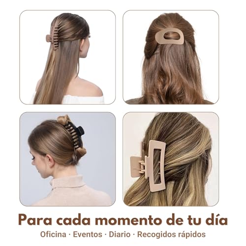 Marie Madeleine Women's Hair Clips, Set of 9 Brown Hair Clips, Hair Accessories for Girls and Teenagers, Large French Clips, Sturdy and Non-Slip (Set D)
