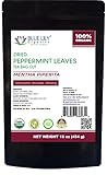 Blue Lily Organics Peppermint Tea 1 Lb (16 Oz) CERTIFIED Organic Loose Leaf (C/S) Herbal Tea (Mentha piperita), BULK Stand-up Resealable Pouch