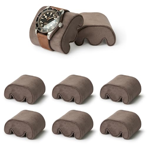 TAWBURY Watch Pillows - Pack of 6, 2-inch Wide 'M' Shaped Cushions for 6.5 to 7.7-inch Wrists (Brown)