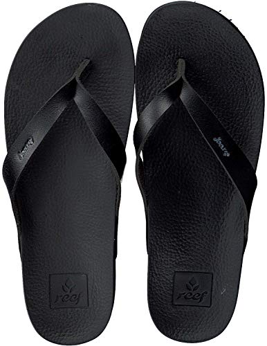 reef women's cushion bounce court black flip flops