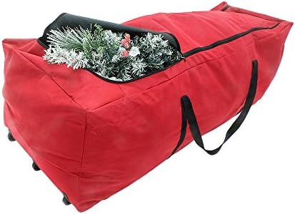 POLR Super Large Rolling Christmas Tree Storage Duffel Bag, w/ Premium Stitching, Rip-Stop Design for rugged Durability, Super Easy Rolling Wheels, Fits up to 9ft Artificial Trees, 59”x27”x24”