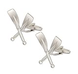 Covink Crossed Silver Oars Cufflinks Rowing Boat Paddles Cuff Button for Oarsman Rowers Paddle Pullers Yacht Fans with Gift Bag (Oar)