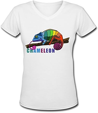 PingAnShu Women's V-Neck Cotton Chameleon T Shirts
