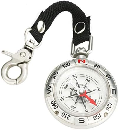 Compass Portable Zinc Alloy Keychain Survival Compass Survival Gear Pocket Compass Outdoor Navigation Compass Tools for Camping Hiking Riding - Argent