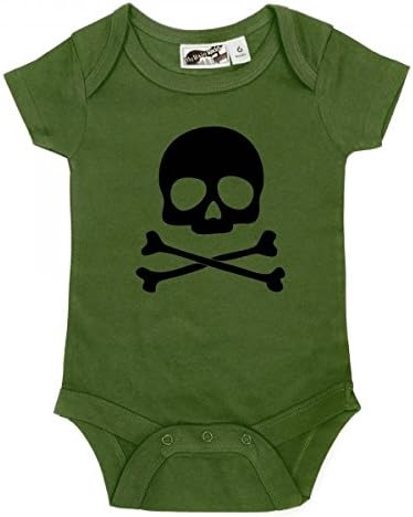My Baby Rocks Skull &amp; Crossbones Olive &amp; Black One Piece 12 Months