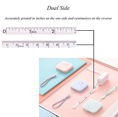 Scettar 4 Pack Soft Tape Measure, 4 Colors,60 inch,1.5m, Push Button Tape, Body Measuring Soft Retractable for Sewing Double-Sided Tailor Cloth Ruler, for People Who are on Diet
