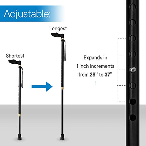 RMS Left Hand Walking Cane with Palm Grip Orthopedic Handle Fit