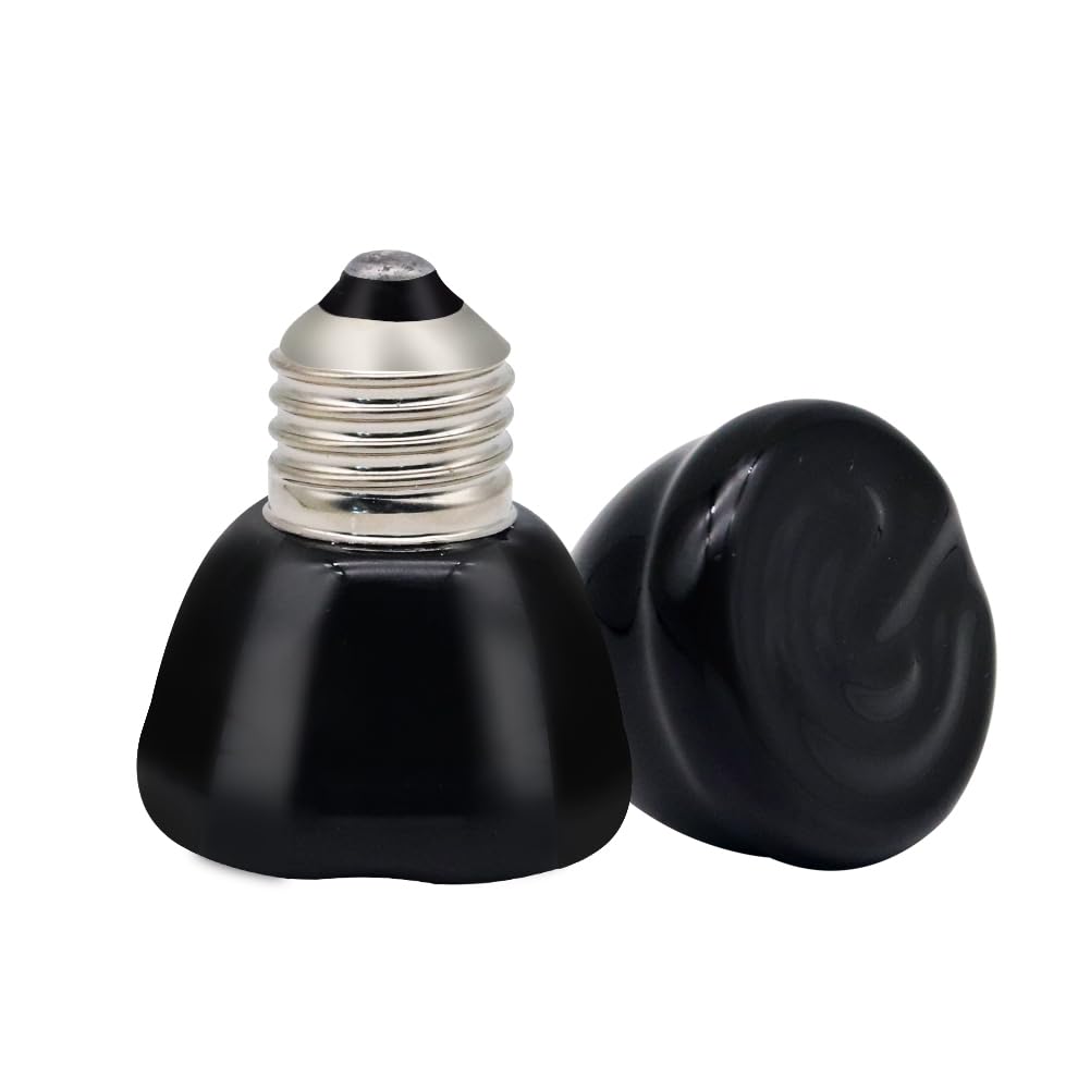 Houtokit Reptile Heat Lamp, 2 Pack 100W Ceramic Infrared Heat Emitter Heat Lamp E27 Terrarium Pet Heat Bulb for Lizard Tortoise Snakes