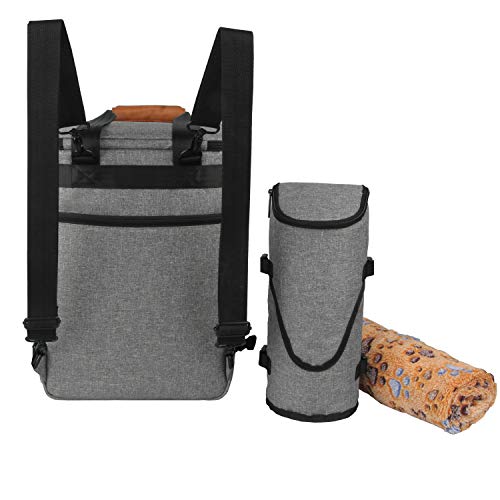 Hilike Premium Pet Travel Bag for Dog & Cat | Week Away Tote Organizer Bag for Dogs Travel | Incudes 1 Dog Tote Bag,1 Dog Food Carrier Bag, 2 Silicone Collapsible Bowls,1 Blanket,1 Frisbee(Grey) - Thumbnail 4