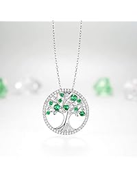 Collar de perlas rojas de rubí blanco con esmeralda verde de julio, joyería de plata de ley para mujeres y niñas