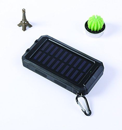HENRYTECH 10000mAh Solar Power Bank,Waterproof Portable Solar Charger With LED Flashlight, External Battery Pack With Dual USB Port for Cellphone,iPhone,Samsung,Android Phones,Windows Phone (Black)