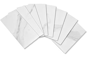 STICKGOO 100-Pieces Peel and Stick Backsplash, 3" x 6" PVC Wall Tile, Marble White Stick on Backsplash for Kitchen/Bathroom/F