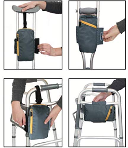 Dynamo sports pouch, crutch bag, walker bag, wheelchair bag, gray with yellow zipper - Thumbnail 7