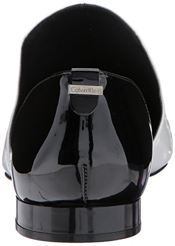 Calvin Klein Womens Edona Loafer Flat White Black Medium