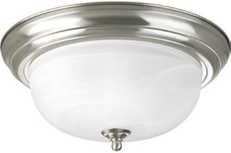 Progress Lighting P3925-09 Two Light Flush Mount, Brushed Nickel Finish with Etched Alabaster Glass