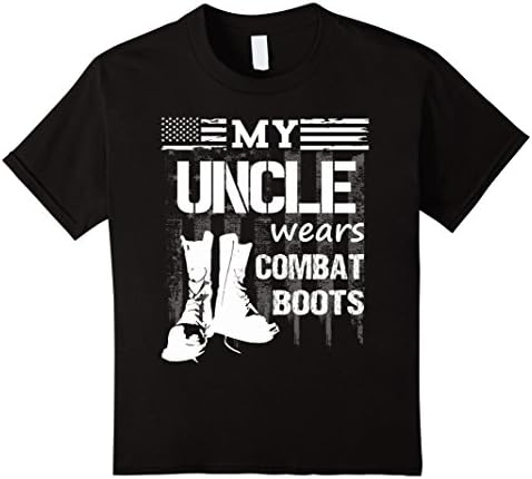 Kids My Uncle Wears Combat Boots - Military Veteran tee 8 Black