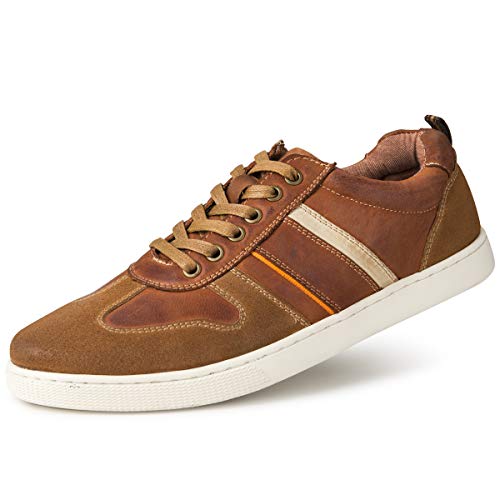 Jivana Men's Leather Sneaker Casual Classic Shoes Lace-up Black/Brown