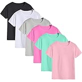 6-Pack Kids Cotton T-Shirts Short Sleeve Basic Tops for Toddlers Boys and Girls