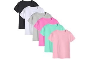 SHOULDIN 6-Pack Kids Cotton T-Shirts Short Sleeve Basic Tops for Boys and Girls