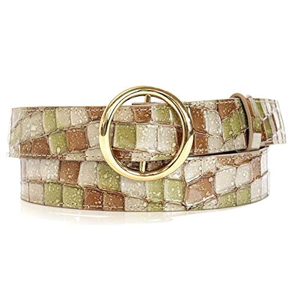 Claire クレア ベルト レディース 大きいサイズ 本革 太 おしゃれ 細 ステンドグラス レザー レザーベルト