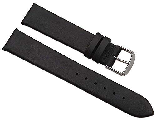 myledershop 18mm Calf leather watch strap band Made in Germany in black with buckle in silver MJ-Design-Germany incl assembly instructions