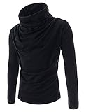 TheLees Slim Fit Turtle Neck Ruffle Long Sleeve Tshirts