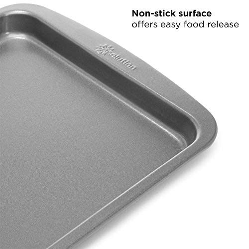 Ecolution Non-Stick Toaster Oven Bakeware Set 4-Piece, Carbon Steel, Easy to Clean and Perfect for Single Servings, Gray