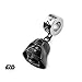 Disney Star Wars Officially Licensed Stainless Steel Black IP Darth Vader Helmet Dangle Charm