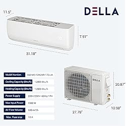 DELLA 12000 BTU Wifi Enabled 17 SEER2 Cools Up to