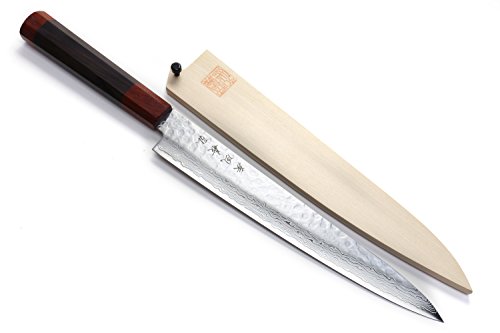 Yoshihiro NSW 46 Layers Hammered Damascus Sujihiki (Slicer) Japanese
Sushi Sashimi Chef Knife 9.5inch(240mm) Shitan Handle with Natural
Magnolia Saya Yoshihiro NSW 46 Layers Hammered Damascus Sujihiki (Slicer) Japanese
Sushi Sashimi Chef Knife 9.5inch(240mm) Shitan Handle with Natural
Magnolia Saya