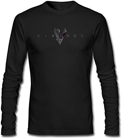 ZhMao Men's Vikings S04 TV Show Logo Long Sleeve T-Shirts Size L Black