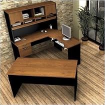 Bestar Furniture 92850-63 Innova U-Shaped Workstation with Scratches Stains and Wear Resistant Surface in Tuscany Brown and