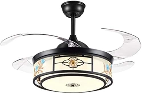 Ceiling fans Modern Ceiling Fan Light Dinning Room Bedroom Light Modern LED Dimming Invisible Ceiling Fan Light Ceiling Lamp Ceiling fan light (Color : Black, Size : Wall control)