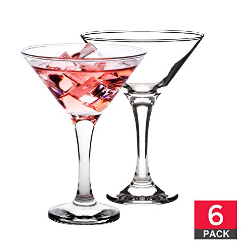Martini Glasses, Set of 6 (6 oz), Classics 6 Piece Martini Set, Perfect Cocktail Glasses