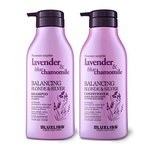 Luxliss Purple Shampoo and Conditioner for Blonde Hair, Natural Sodium